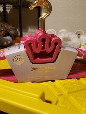 Juicy Couture Hot Pink Crown Hangers with Gold Hooks - 20 Pack